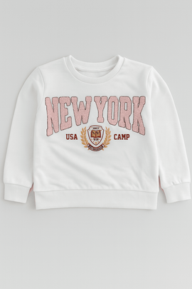 White Newyork Embroidery Casual Set White Nawao.com