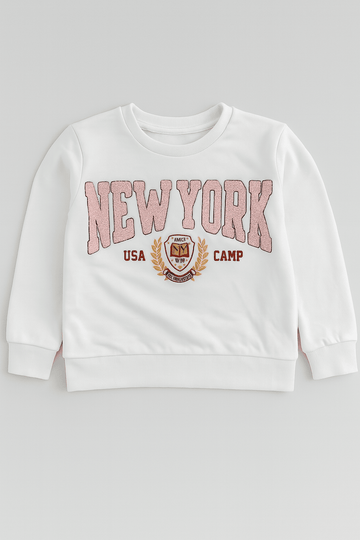 White Newyork Embroidery Casual Set White Nawao.com