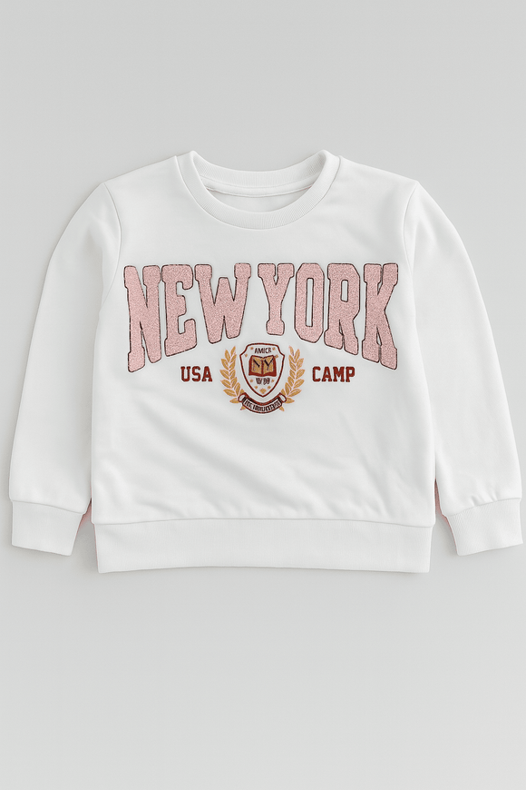 White Newyork Embroidery Casual Set White Nawao.com
