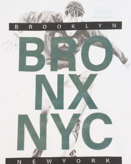 White Nyc Bronx Skater Tee With Flock Print Nawao.com