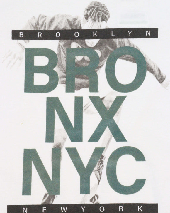 White Nyc Bronx Skater Tee With Flock Print Nawao.com