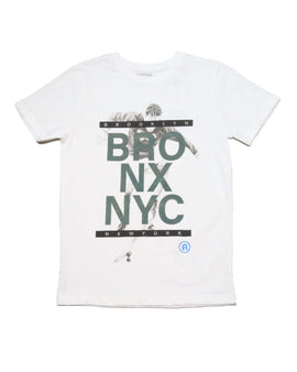 White Nyc Bronx Skater Tee With Flock Print Nawao.com