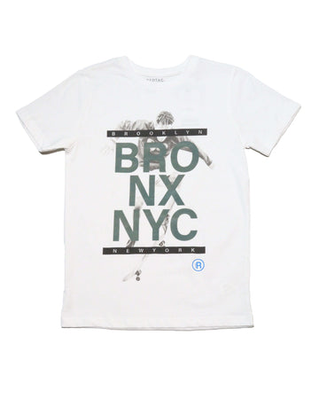 White Nyc Bronx Skater Tee With Flock Print Nawao.com