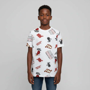 White Over Size Aop Miami Heat T Shirt  White Nawao.com