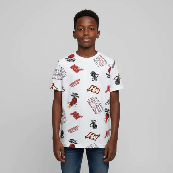White Over Size Aop Miami Heat T Shirt  White Nawao.com