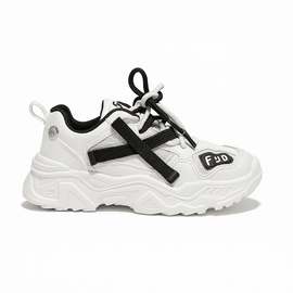White Overlayed Chunky Sneakers Nawao.com