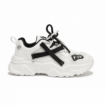 White Overlayed Chunky Sneakers Nawao.com