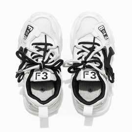 White Overlayed Chunky Sneakers Nawao.com