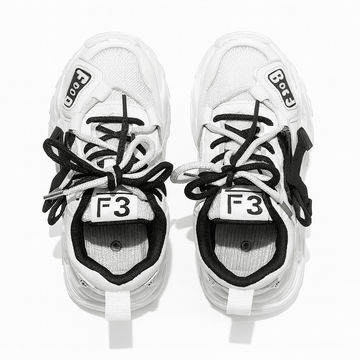 White Overlayed Chunky Sneakers Nawao.com