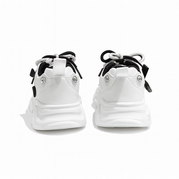 White Overlayed Chunky Sneakers Nawao.com