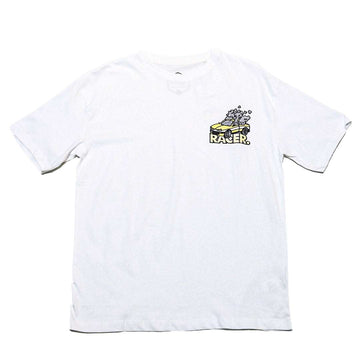 White Oversize Racer Embroidery Tee Nawao.com
