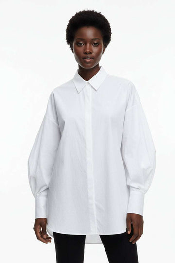 White Oversized Popolin Shirt White Uk18 Nawao.com