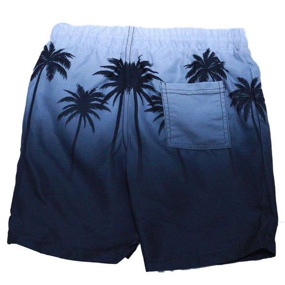White Palm Print Swim Shorts White Nawao.com