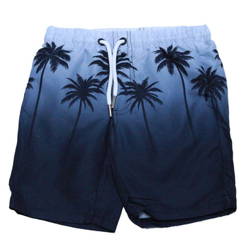 White Palm Print Swim Shorts White Nawao.com