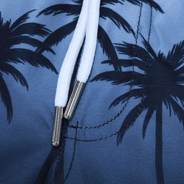 White Palm Print Swim Shorts White Nawao.com
