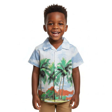 White Palm Tree Aop Resort Shirt White Nawao.com