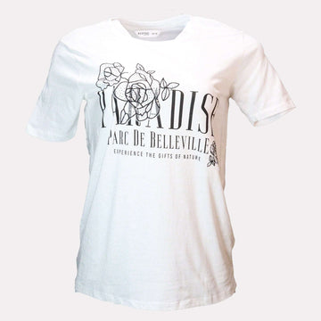 White Paradise Lace Embellished T Shirt Nawao.com