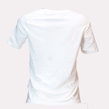 White Paradise Lace Embellished T Shirt Nawao.com