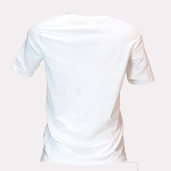 White Paradise Lace Embellished T Shirt Nawao.com