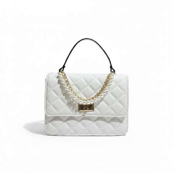 White Pearl Chain Day Bag Nawao.com
