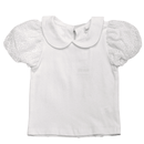 White Peter Pan Colloar Jersey Top With W Nawao.com