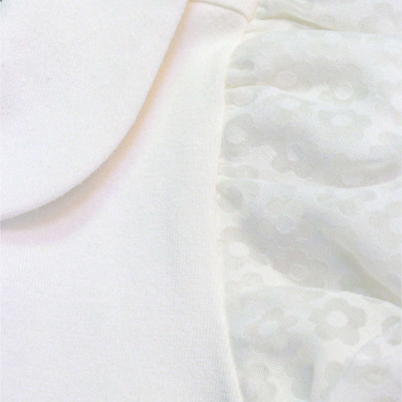 White Peter Pan Colloar Jersey Top With W Nawao.com
