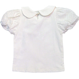 White Peter Pan Colloar Jersey Top With W Nawao.com