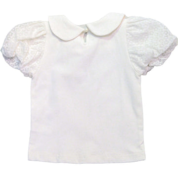 White Peter Pan Colloar Jersey Top With W Nawao.com