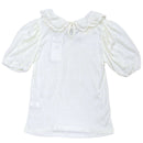 White Peterpan Collar Jacquard Top White Nawao.com