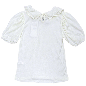 White Peterpan Collar Jacquard Top White Nawao.com