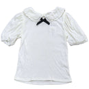 White Peterpan Collar Jacquard Top White Nawao.com