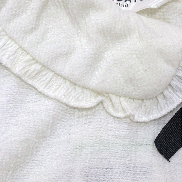 White Peterpan Collar Jacquard Top White Nawao.com