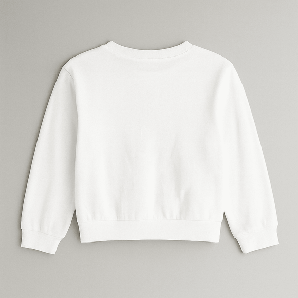 White Placement Print Sweatshirts Nawao.com