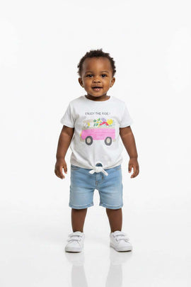 White Placement Print Tshirt White Nawao.com