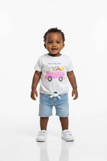 White Placement Print Tshirt White Nawao.com