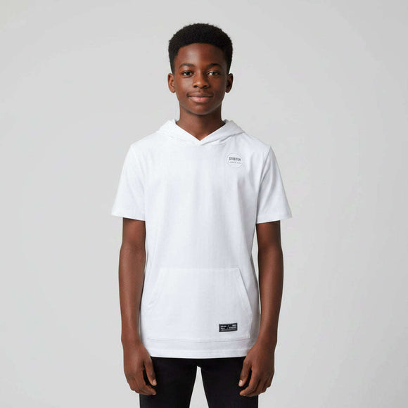 White Plain S S Hoody Tee White Nawao.com