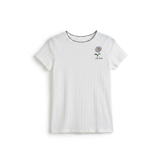 White Pointelle Top White Nawao.com