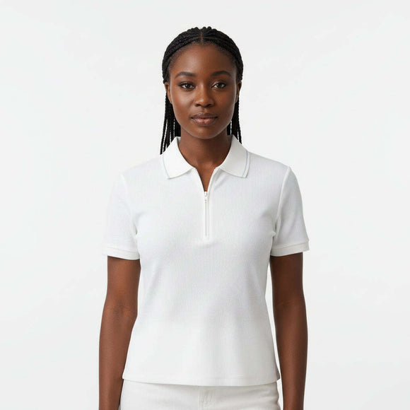 White Polo Rib T Shirt White Nawao.com