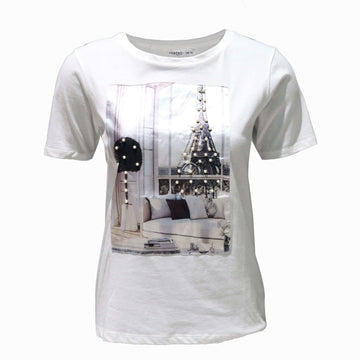 White Print T-Shirt Nawao.com
