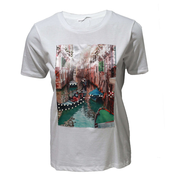 White Print T-Shirt Nawao.com