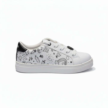 White Printed Sneaker White Nawao.com