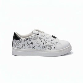 White Printed Sneaker White Nawao.com