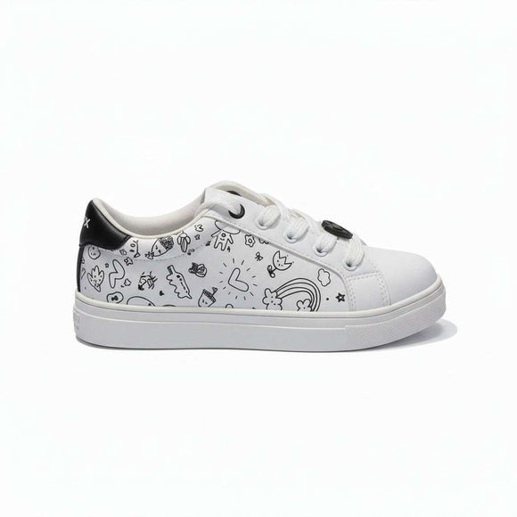 White Printed Sneaker White Nawao.com