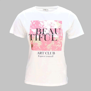 White Printed T Shirt Nawao.com