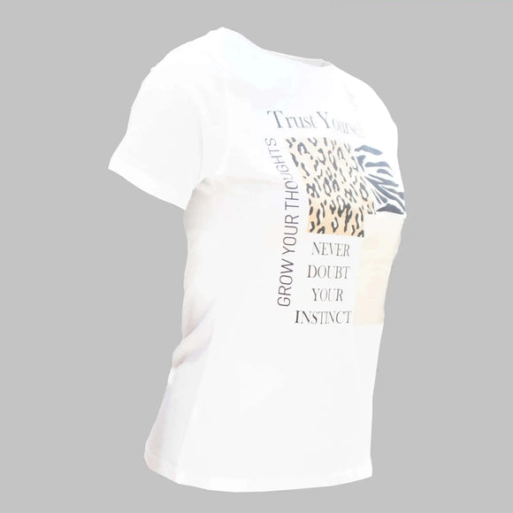 White Printed T-Shirt Nawao.com