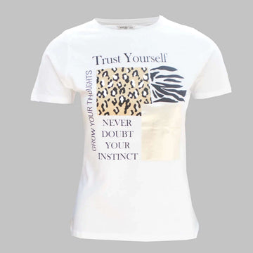 White Printed T-Shirt Nawao.com