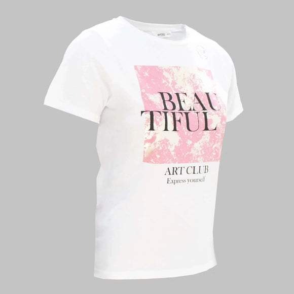 White Printed T Shirt Nawao.com