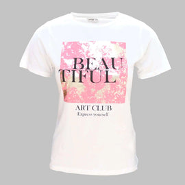 White Printed T Shirt Nawao.com