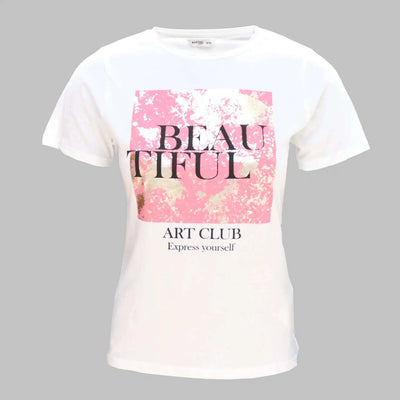 White Printed T Shirt Nawao.com