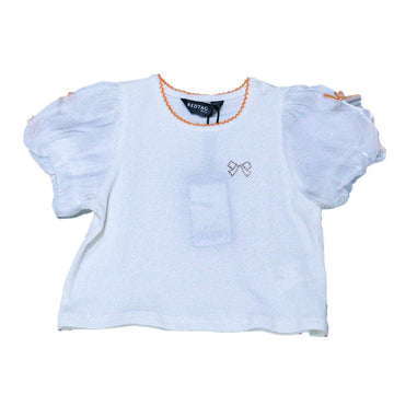 White Puff Sleeves Party T-Shirt Nawao.com
